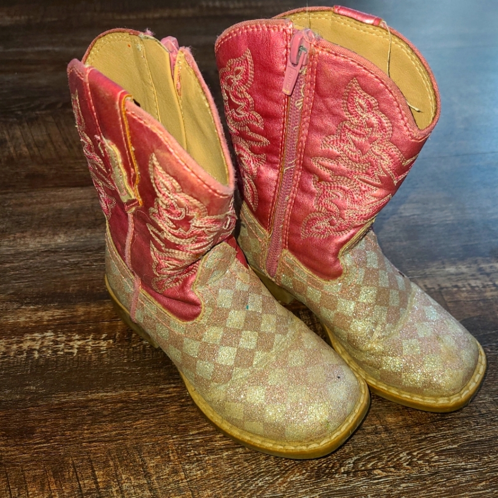 Size 7 Roper Boots- pink checkered